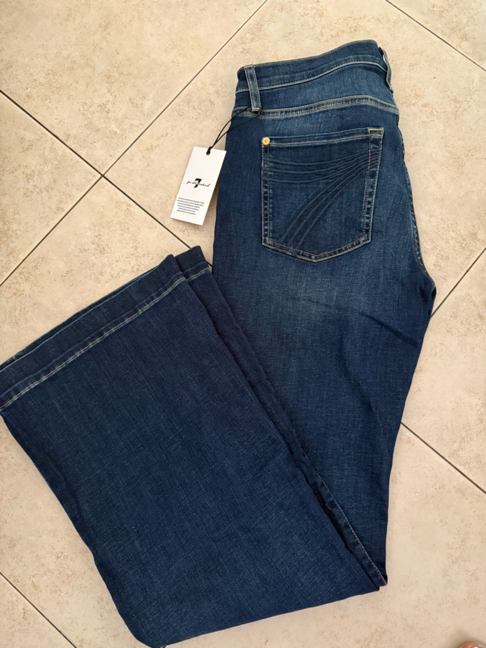 7 For All Mankind Women's Dark Blue Wide Leg Jeans
